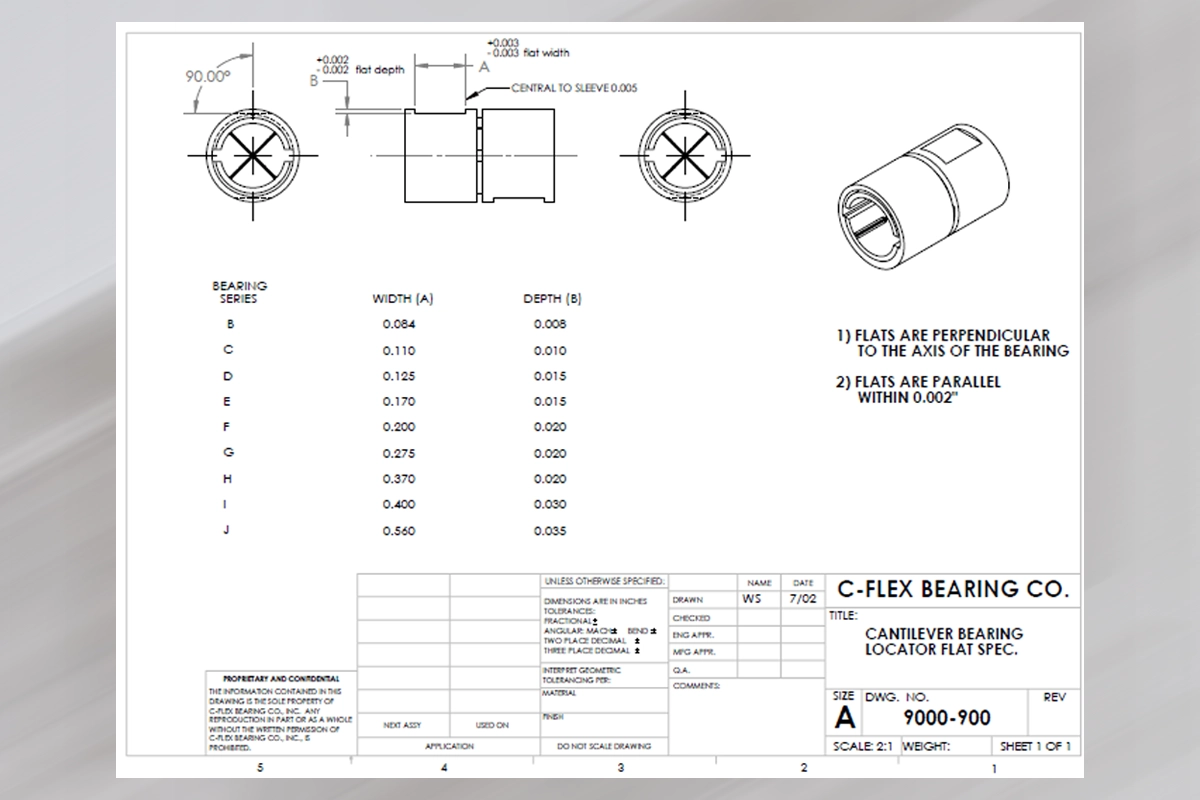 Cantilever Bearing Locator Flat Specs