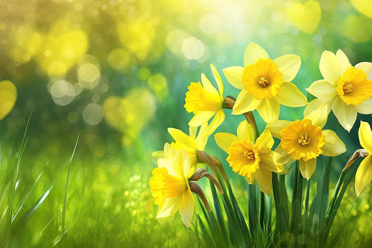 Yellow daffodils blooming